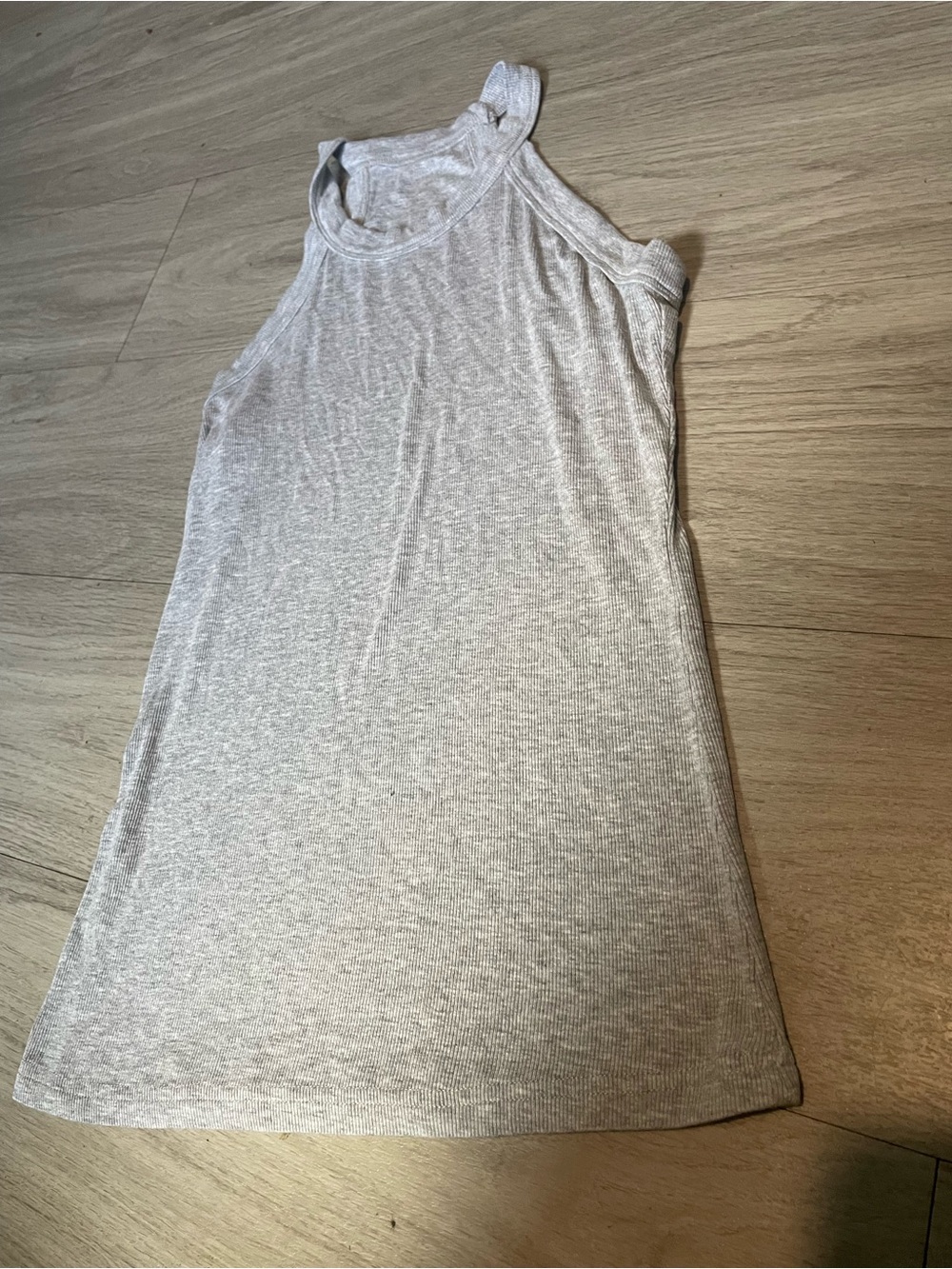 Light Gray Ribbed Halter Neck Tank Top - Women's